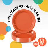 10 In. Orange Plastic Plates | 50 Count